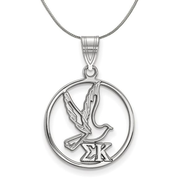 Sterling Silver Sigma Kappa Medium Circle Pendant Necklace - 18 Inch